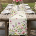 thumbnail image 4 of Pink Purple Flower Table Runner - 90 Inch Long Spring Vintage Country Floral Leaf Plant Cotton and Linen Blended Dress Scarves Farmhouse Table Runner for Kitchen Dining, Coffee Table, 13" x 90", 4 of 8