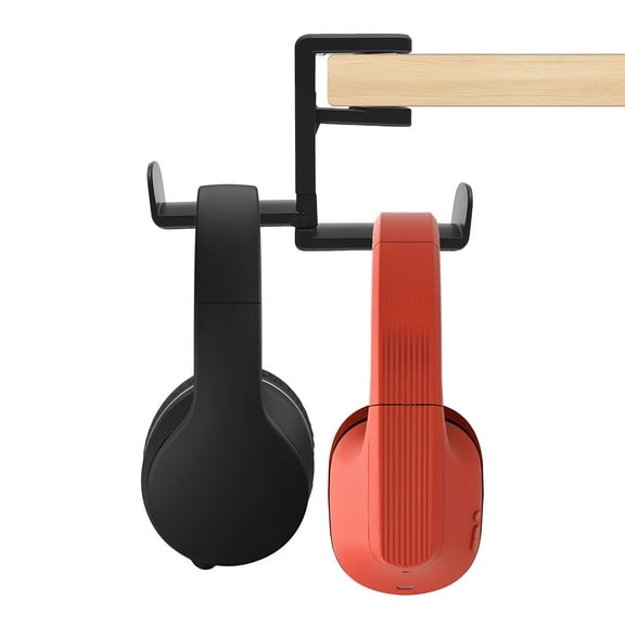 FKSZLL Dual Headphone Stand Holder 360° Rotating Under Desk Gaming Headset Hanger Organizer Clamp On Earphone Stand for 0.35 to 1.65 inch Thick Table