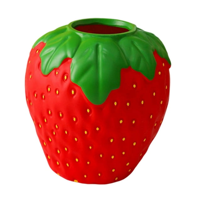 jifeng Strawberry Vase Flower Arrangement Cute Planter Pot for Home Kitchen Wedding red