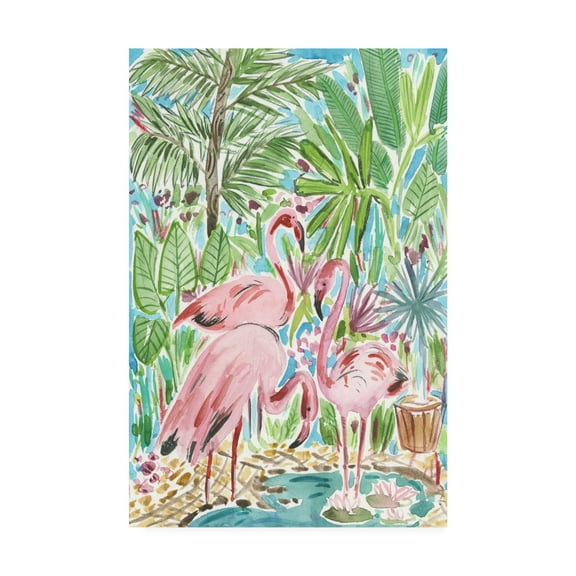 Trademark Fine Art 'Flamingo Paradise II' Canvas Art by Melissa Wang