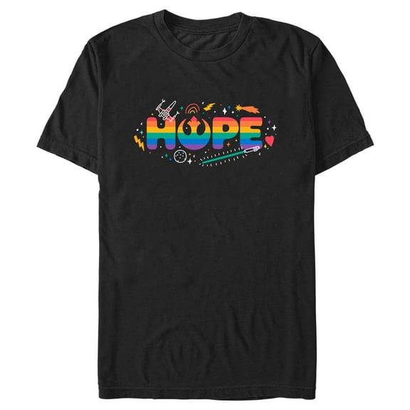 Men's Star Wars Pride Rainbow Hope Rebel Alliance Graphic Tee Black Large