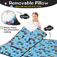 thumbnail image 3 of Monster Cartoon Truck Blue Pattern Teens Toddler Nap Mat with Pillow, Sleeping Mat Bag for Preschool Daycare 50"x20", 3 of 6