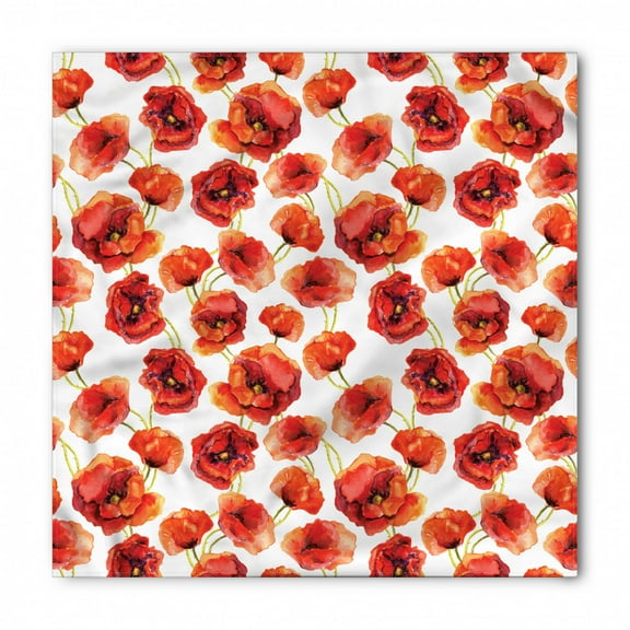 Flower Bandana, Poppies Garden Floral, Unisex Head and Neck Tie, by Ambesonne
