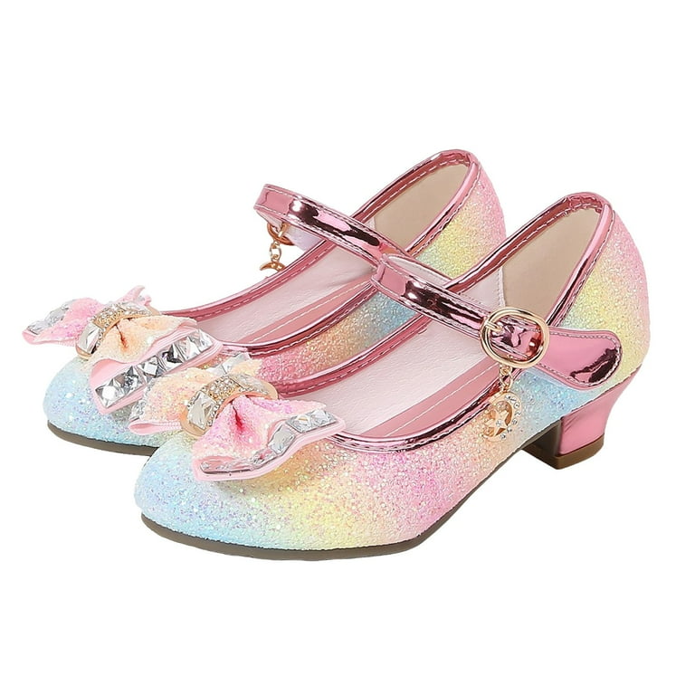 BOBOGOJP Kids Sparkling Mary Jane Rhinestone Glitter Formal Dress Low Heel  Pumps Multicolour for 13 - Walmart.com