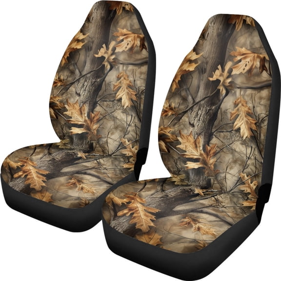 XYZCANDO Seat Covers Waterproof Car Seat Covers Car Front Seat Covers Auto Interior Decor Washable Truck Sedan, Autumn Tree & Oak Leaf Camouflage Pattern