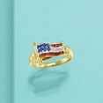 thumbnail image 4 of Ross-Simons 0.20 ct. t.w. Ruby and .10 ct. t.w. Sapphire Flag Ring With Diamond Accents in 18kt Gold Over Sterling, Women's, Adult, 4 of 6
