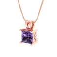 thumbnail image 2 of Clara Pucci 14K Rose Solid Hypoallergenic Gold 1.5Ct Alexandrite Princess Cut Solitaire Designer Necklace Pendant For June, 2 of 6