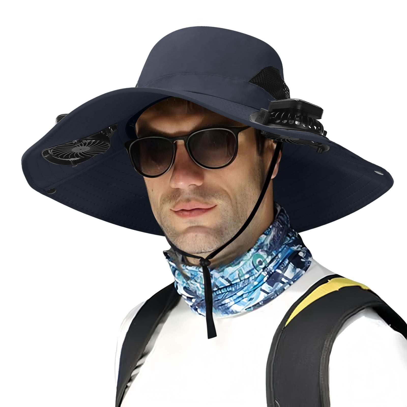 RisingFF Chapeau de soleil à large bord avec 2 ventilateurs solaires, pour la pêche et la plage, UPF 50 ,Khaki - Maison