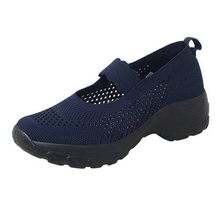 

Casual shoes for Women Summer Women s Hollow Out Wedge Sport Fashion Mesh Sneakers Slip On Shoes Women sneakers Mesh Blue