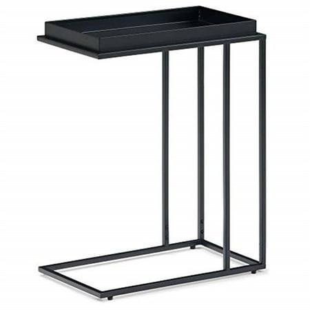 Simpli Home Garner Industrial 18 " Metal Tray Top C Side Table in Black