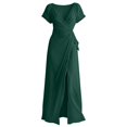 thumbnail image 3 of Women's Solid Wrap Front Slit Dress – Elegant V Neck Maxi Gown with Figure-Hugging Fit in Sizes S-XXL, Chic Summer Party Evening Wear for Special Occasions, 3 of 3