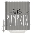 thumbnail image 2 of Thanksgiving Fall Waterproof Fabric Shower Curtain, Hello Pumpkins Autumn Grey Shower Curtain for Bathroom Curtains Bathtubs Hotel Washable Shower Curtains with 12 Hooks Extra Long 72x96, 2 of 6