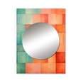 thumbnail image 2 of Designart "Melodic Coral Cubes Shapes" Abstract Shapes Mirror Wall Decor - Modern Coral Abstract Living Room Wall Mirror Art - 40" x 30" Inch, 2 of 5