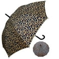 thumbnail image 2 of Rain Sun UV Protection Umbrella Large Full Size 42 Inches Canopy Coverage Windproof Auto Open J- Shape Stick Leopard Print, 2 of 6