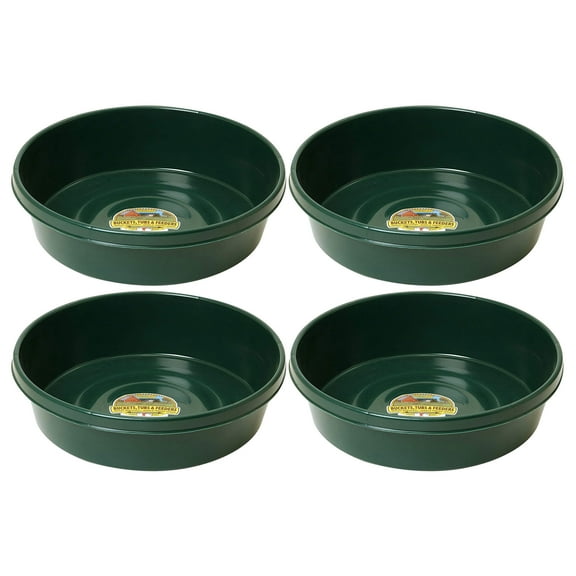 Little Giant 3 Gallon Flat Farm Livestock Feed Utility Pan, Green (4 Pack)