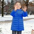 thumbnail image 4 of Kids Lightweight Puffer Jacket Packable Boys Girls Hooded Mid Length Full-zip Down Coat Winter Outerwear 4-12Y (6 Years, Blue), 4 of 7