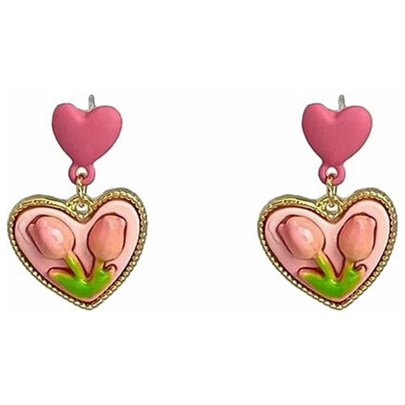 KDSJSXW Studs Earrings for Women Love Flower Earrings Women's Small Design Sweet Earrings Autumn And Winter Small Fresh Earrings Bridal Earrings Freshwater Pearl Earrings (Pink,One Size)