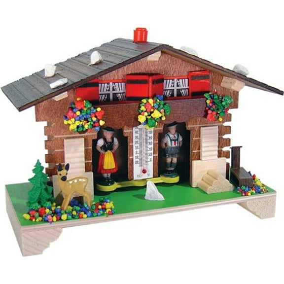 Traditional German Weatherhouse with Deer and Thermometer