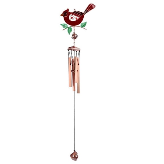 FC Design 24" Long Northern Cardinal Wind Chime with Copper and Gem Garden Patio Decoration