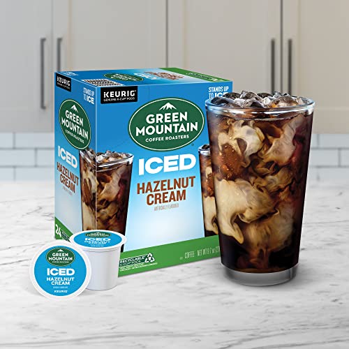 Green Mountain Coffee Roasters ICED Hazelnut Cream, Single Serve Keurig K-Cup Pods, Flavored Iced Coffee, 96 Count (4 Packs of 24)