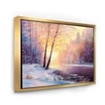 thumbnail image 3 of Bridge Of Meandering River With Winter Scenery II 32 in x 24 in Framed Painting Canvas Art Print, by Designart, 3 of 5