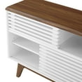 thumbnail image 3 of Media TV Display Stand Console Cabinet, Wood, Brown Walnut White, Modern Contemporary Urban Design, Living Lounge Room Hotel Lobby Hospitality, 3 of 8