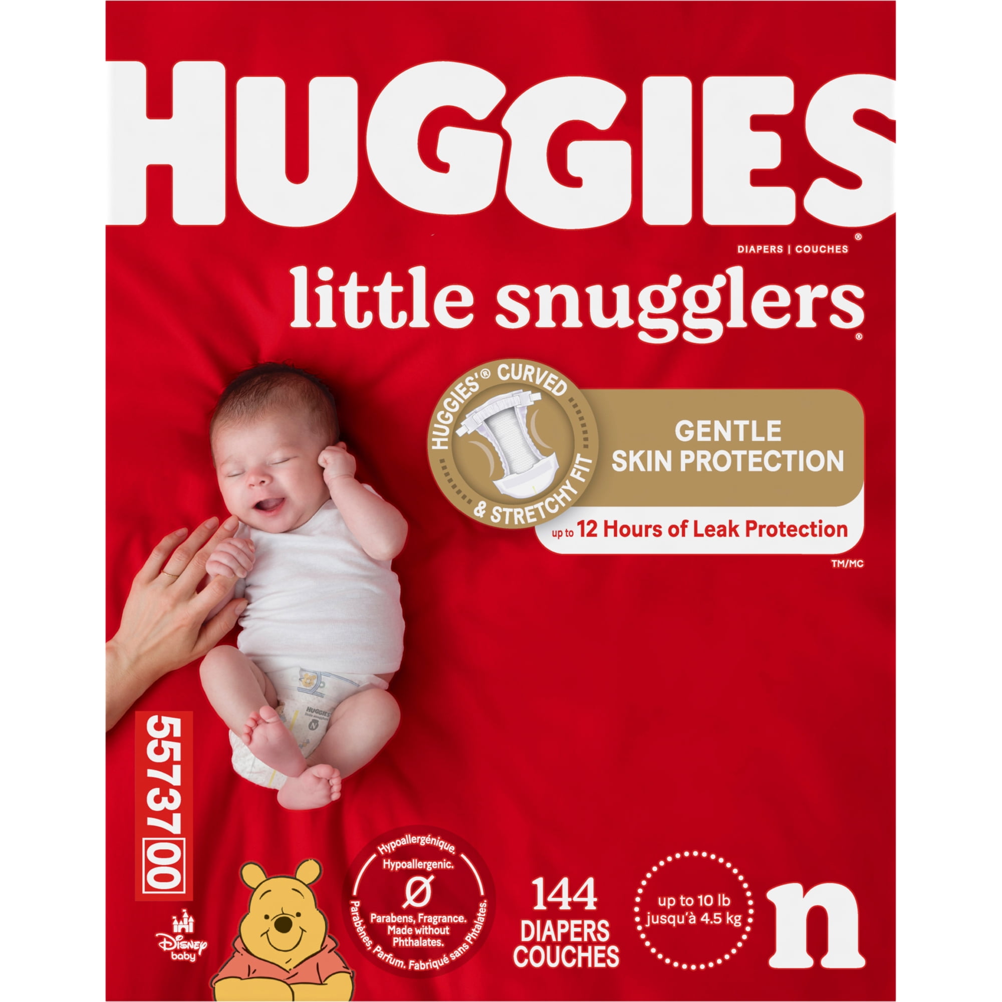 Huggies Little Snugglers Baby Diapers, Size Newborn (up to 10 lbs), 144 Ct