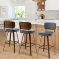 thumbnail image 4 of ANMINY Swivel Counter Height Bar Stools, Set of 2, Upholstered Faux Leather Barstools with PU Back, 29" Seat Height Bar Chairs for Kitchen Island, Bentwood Wood Frame, 4 of 11
