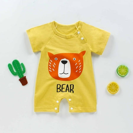 

Vivianyo HD Clothes for Boys Clearance Newborn Toddler Baby Girls Boys Bodysuit Summer Short Sleeve One-piece Cartoon Romper Jumpsuit Rollbacks Yellow