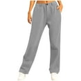 thumbnail image 2 of Zylanna Women's Sweatpants with Pockets, Soft & Warm Solid Color Elastic Waist Baggy Casual Wide Leg Pants for Women Gray, 2 of 6