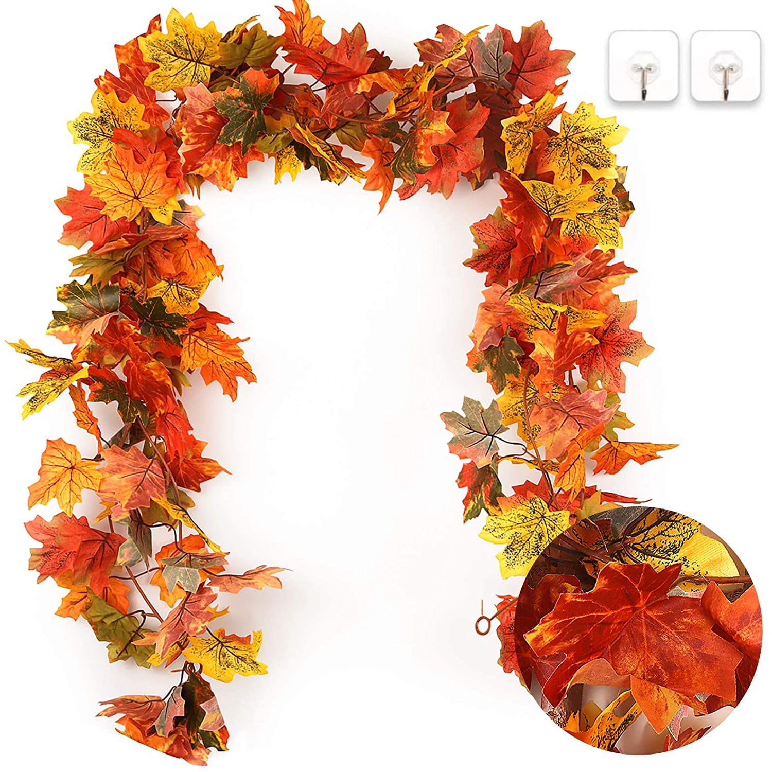 Fall Garland for Mantle DDHS Fall Leaves Garland Harvest Garland for Indoor Outdoor Wedding Thanksgiving Party Decor 2 Pack 6ft//Piece Autumn Garland Fireplace Fall Decor