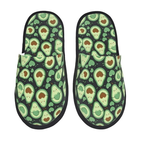 Balery Avocado Heart Slient Indoor Furry Fleece Comfort House Shoes Soft Non-Slip Home Shoes Cotton slippers House Slippers-- Medium