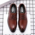 thumbnail image 5 of Men's Leather Dress Shoes Comfortable Formal Business Classic Lace Up Wingtip Oxford Shoes, 5 of 7