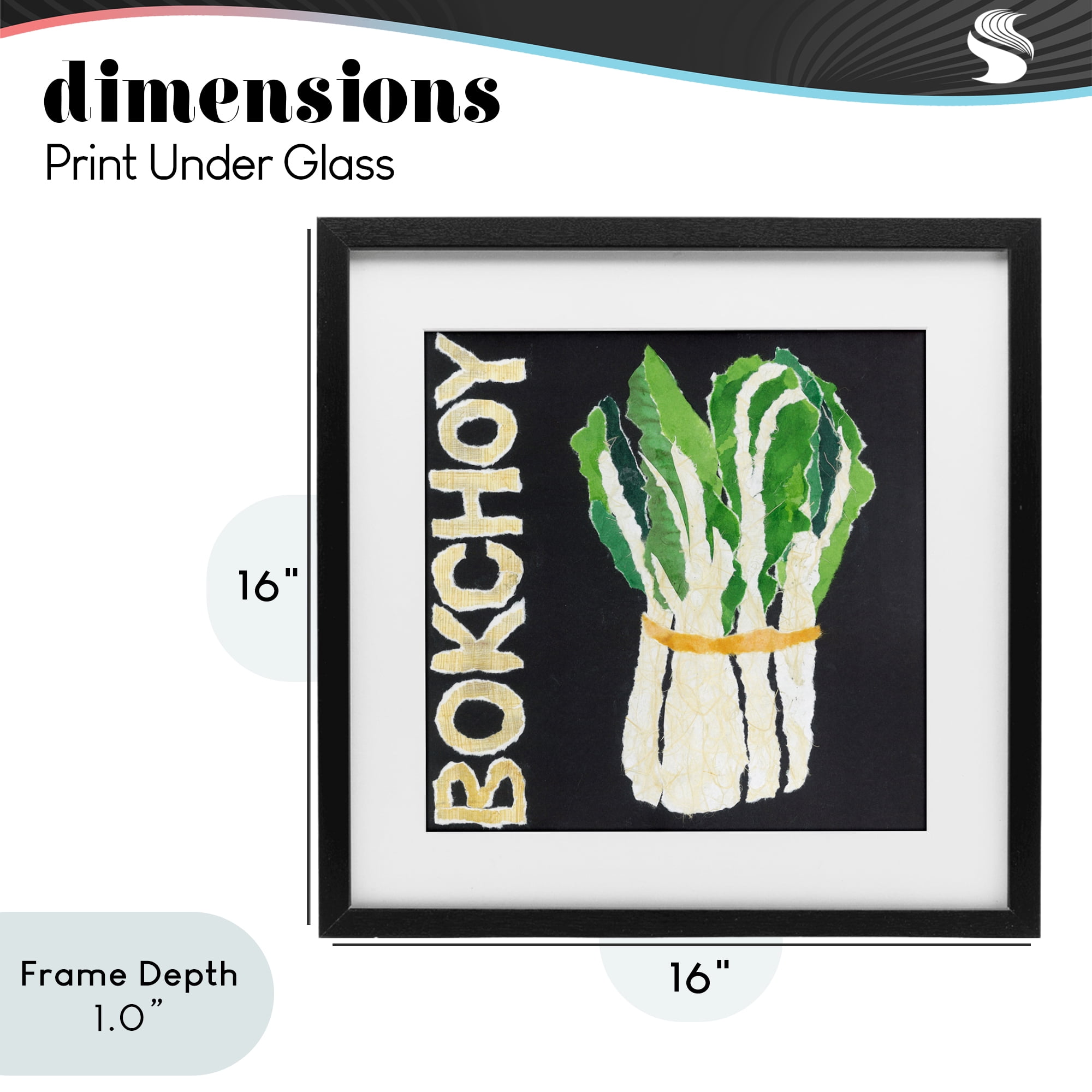 Stupell Industries Bok Choy Leafy Vegetable Black Framed Print Under Glass, design by Nancy Overton