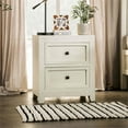 thumbnail image 2 of Furniture of America Lanny Rustic Solid Wood 2-Drawer Nightstand in Ivory, 2 of 4