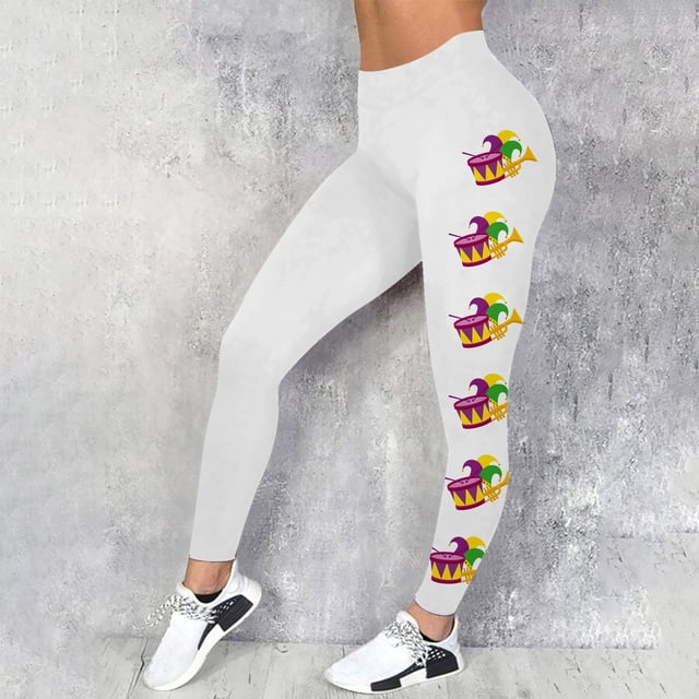 MKLEKYY Ropa deportiva para mujer Leggings para mujer, leggings de entrenamiento a la moda, pantalones con estampado navideño de bloques de color, leggings elásticos suaves