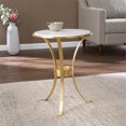 thumbnail image 3 of Meubles Fordoche Table Ronde en Or avec Marbre Blanc, 3 of 3