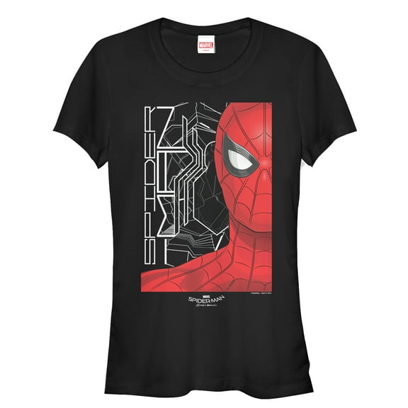 Junior's Marvel Spider-Man: Homecoming Face  Graphic Tee Black Small