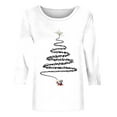 thumbnail image 4 of KIHOUT Womens Tops Long Sleeve Juniors Fashion Christmas Printing Loose T-shirt 3/4 Sleeves Blouse Round Neck Casual Tops, 4 of 4
