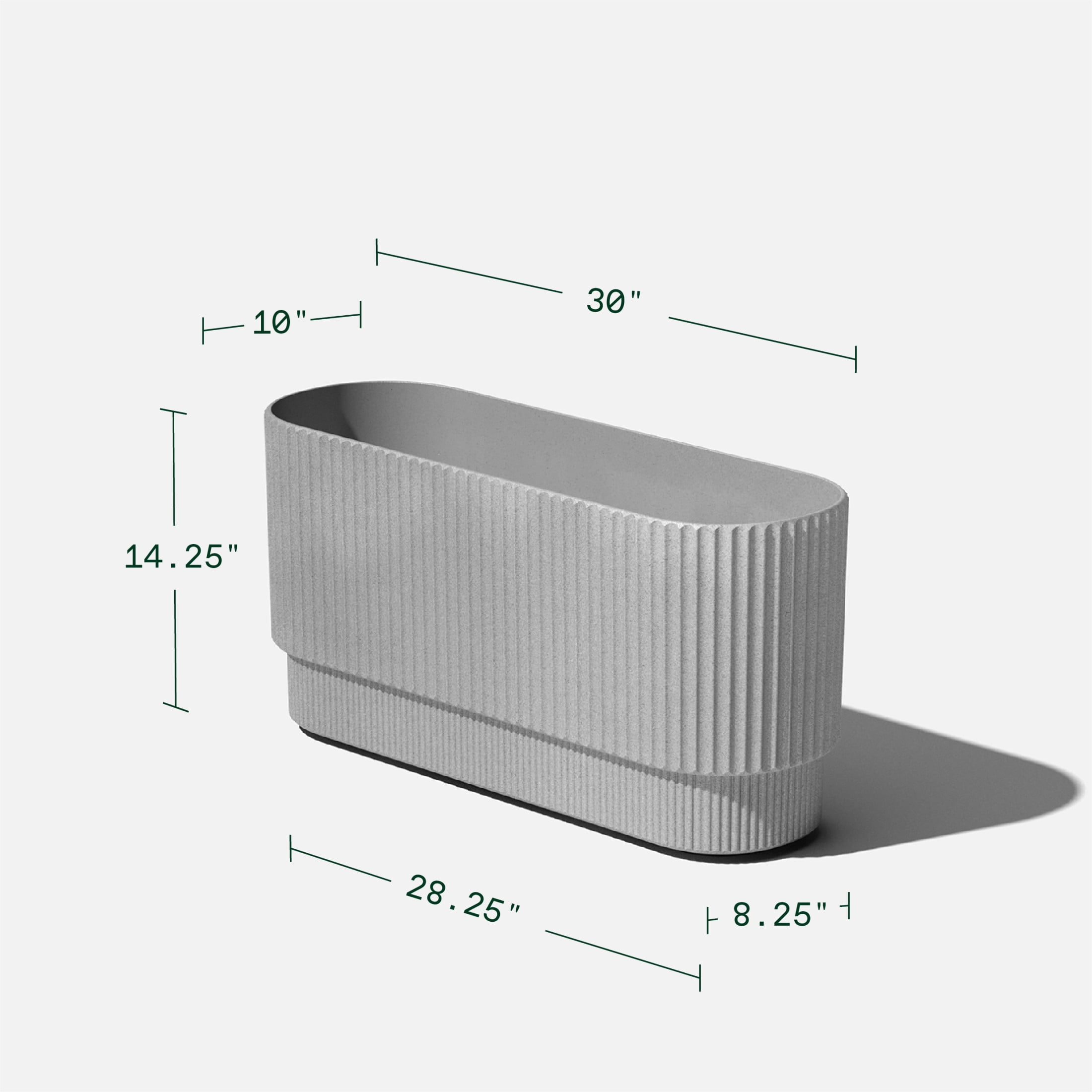 Veradek Demi Series 30" Long Plastic-Stone Planter - Gray 2 Pack