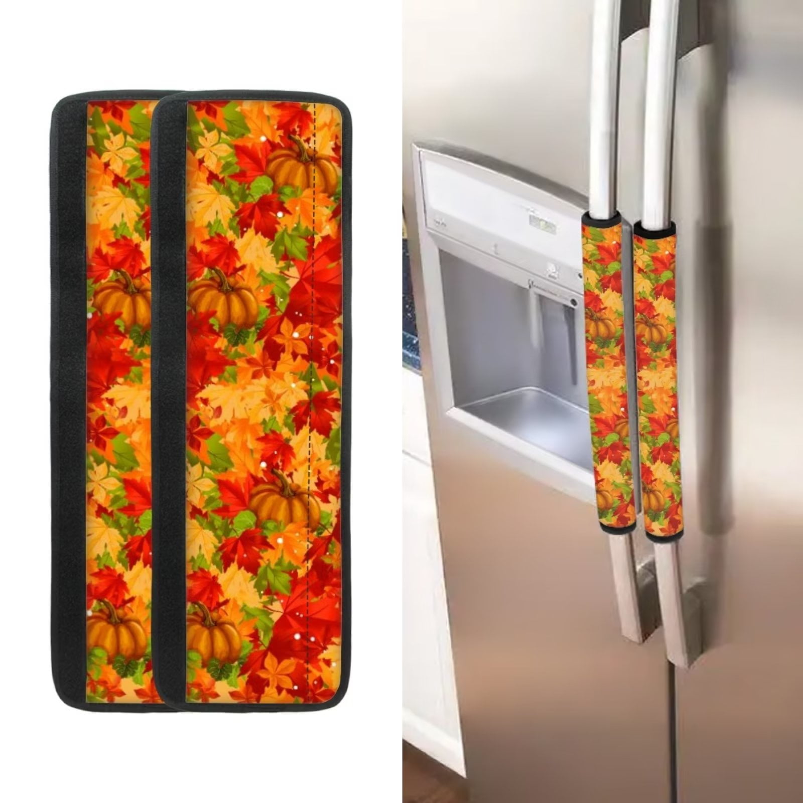 Kuiaobaty 4 Packs Refrigerator Door Handle Cover Harvest Fall Pumpkins