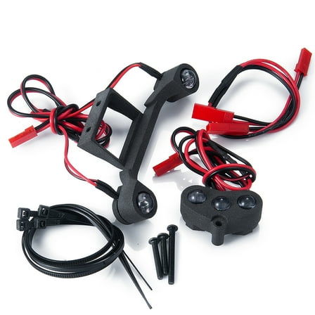 RCLIONS Front and Rear LED Lights Lamp Bar Spotlight for Rustler 4X4 VXL XL-5 1/10 RC Crawler Car Upgrade Parts