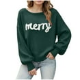 thumbnail image 1 of WUANDIXFA Chandails en Coton pour Femmes Chandails pour Femmes Noël Automne Hiver Manches Longues Col Rond Haut Festif Chandail pour Femmes Vert Foncé,L, 1 of 6
