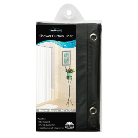 - Dream Bath PVC Anti-Bacterial Mildew Resistant Shower Liner, 72x72 inch, Black