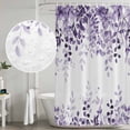 thumbnail image 4 of Purple Shower Curtain Set - Extra Long 72" x 96" Washable Bathtub Curtain with 12 Hooks, Eucalyptus Leaves Waterproof Fabric Stall Shower Curtains for Bathroom/Bathtub Décor, 4 of 6