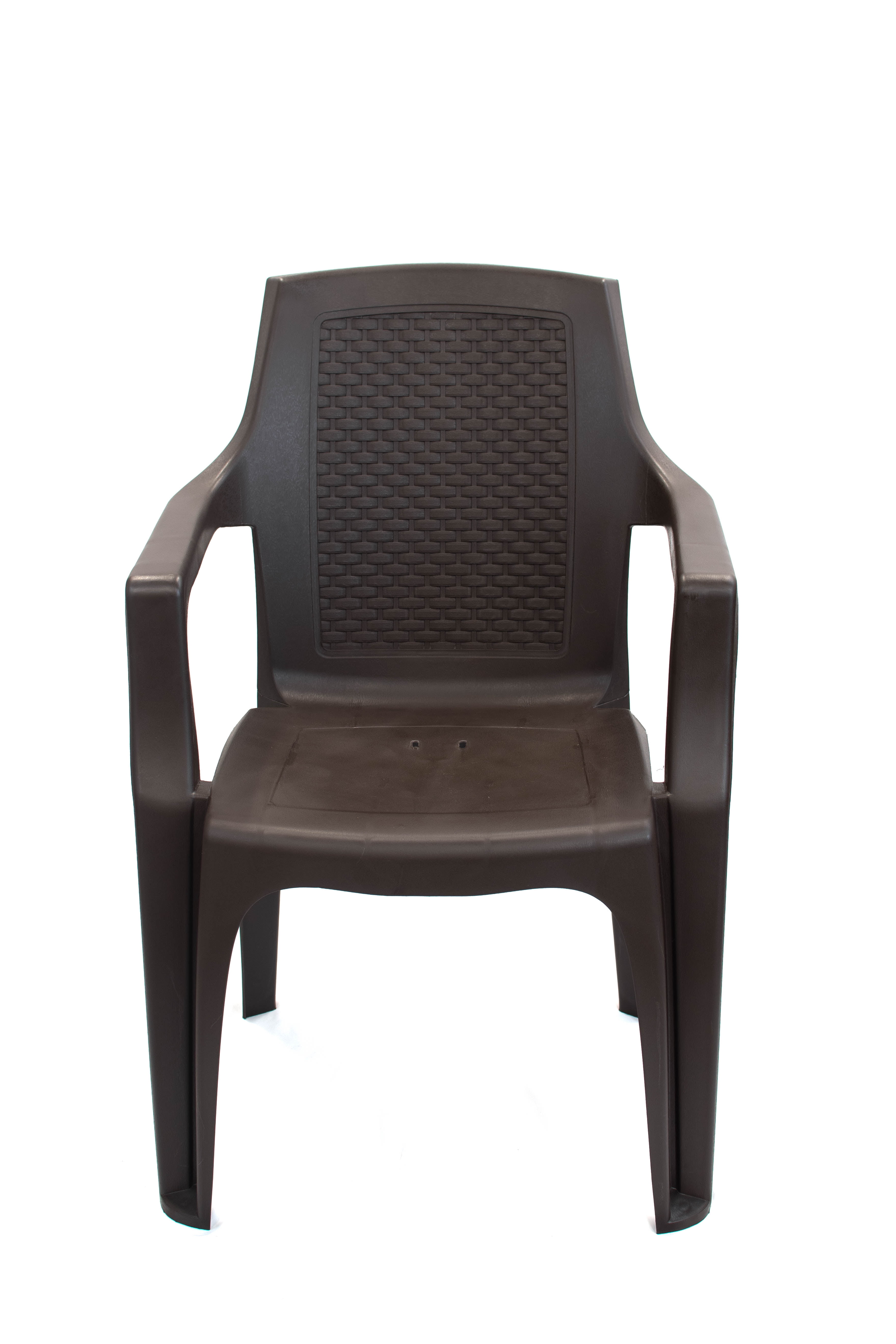 Inval Plastimas 5-Piece Outdoor Dining Chair and Table Set - Plastic - Stackable - Espresso