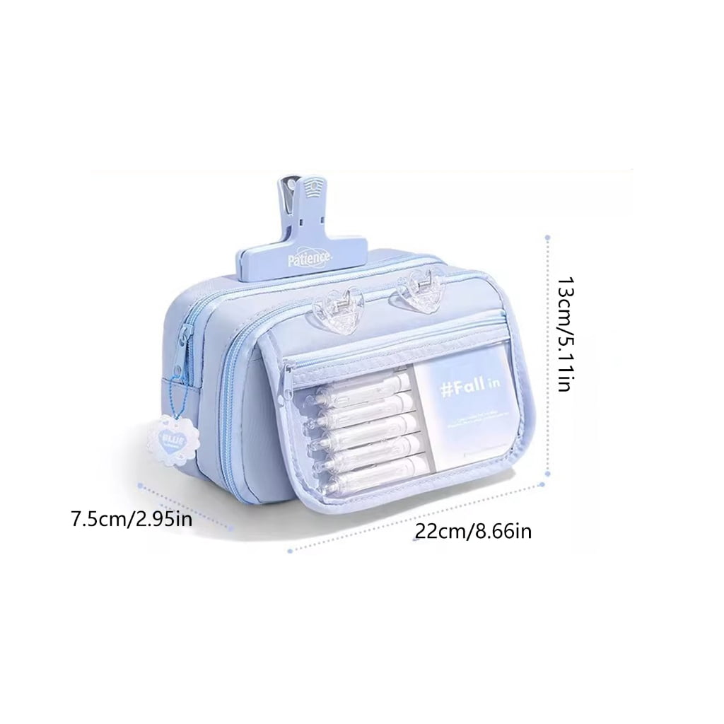 Large Capacity Pencil Case Canvas Multiple Compartments 5 Colors