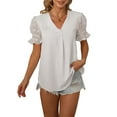 thumbnail image 4 of Sunloudy, camisas de gasa salvaje a la moda para mujer, blusas sueltas informales de verano de manga corta con lunares suizos de Color sólido Sunloudy  S M L XL XXL, 4 of 7