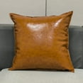 thumbnail image 2 of Faux Leather Throw Pillow Covers 18 X 18 Inches - Brown Leather Pilow Covers Pack of 2, Solid Dyed Leather Pillowcases for Couch Bed Sofa Garden Home Decorative, 2 of 6