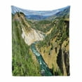thumbnail image 1 of Wyoming Soft Flannel Fleece Throw Blanket, Calcite Springs Trees Panorama in Yellowstone, Cozy Plush for Indoor and Outdoor Use, 50" x 60", Olive Green Sand Brown, by Ambesonne, 1 of 6